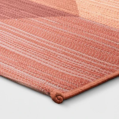 7'x10' Scandi Asymmetrical Rectangular Woven Outdoor Area Rug Bright Peach - Opalhouse™ - Image 2