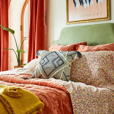 Square Embellished Geometric Decorative Throw Pillow Off-White/Black - Opalhouse™ Designed With Jungalow™