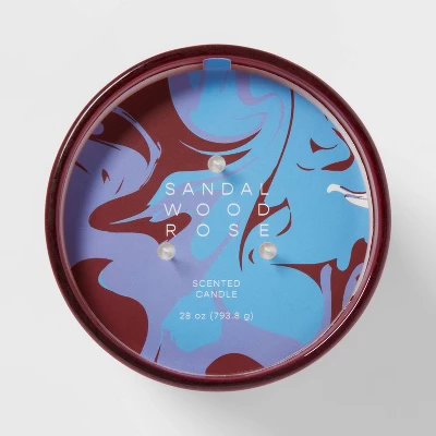 28oz Glass Sandalwood Rose Candle Burgundy - Opalhouse™ - Image 3