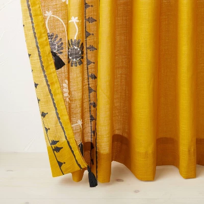 2pk Light Filtering Doorway Embroidery Window Curtain Panels Gold - Opalhouse™ Designed With Jungalow™ - Image 2