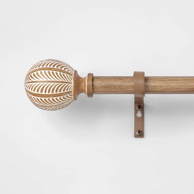 Carved Light Woodtone Ball Curtain Rod Natural - Opalhouse™ - Image 3