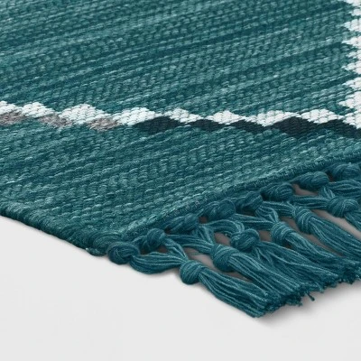 5' X 7' Soft Moroccan Tapestry With Double Knot Fringe Woven Outdoor Rug Teal - Opalhouse™ - Image 2