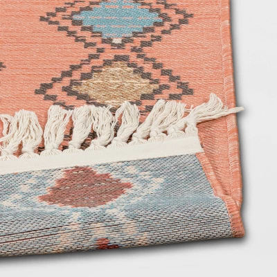 5' X 7' Bright Moroccan Woven Tapestry Outdoor Rug Coral - Opalhouse™ - Image 3
