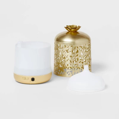 200ml Metal Flower Cutout Color-Changing Oil Diffuser Gold - Opalhouse™ - Image 2