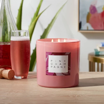 28oz Glass Champagne Candle Light Pink - Opalhouse™