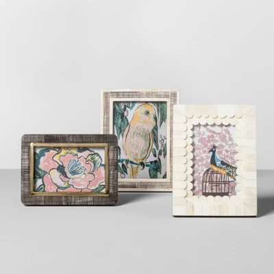 5" X 7" Scratched Bone Photo Frame Light Brown - Opalhouse™ - Image 3