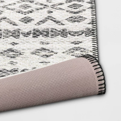 Diamond Printed Accent Aztec Rug Black - Opalhouse™ - Image 3